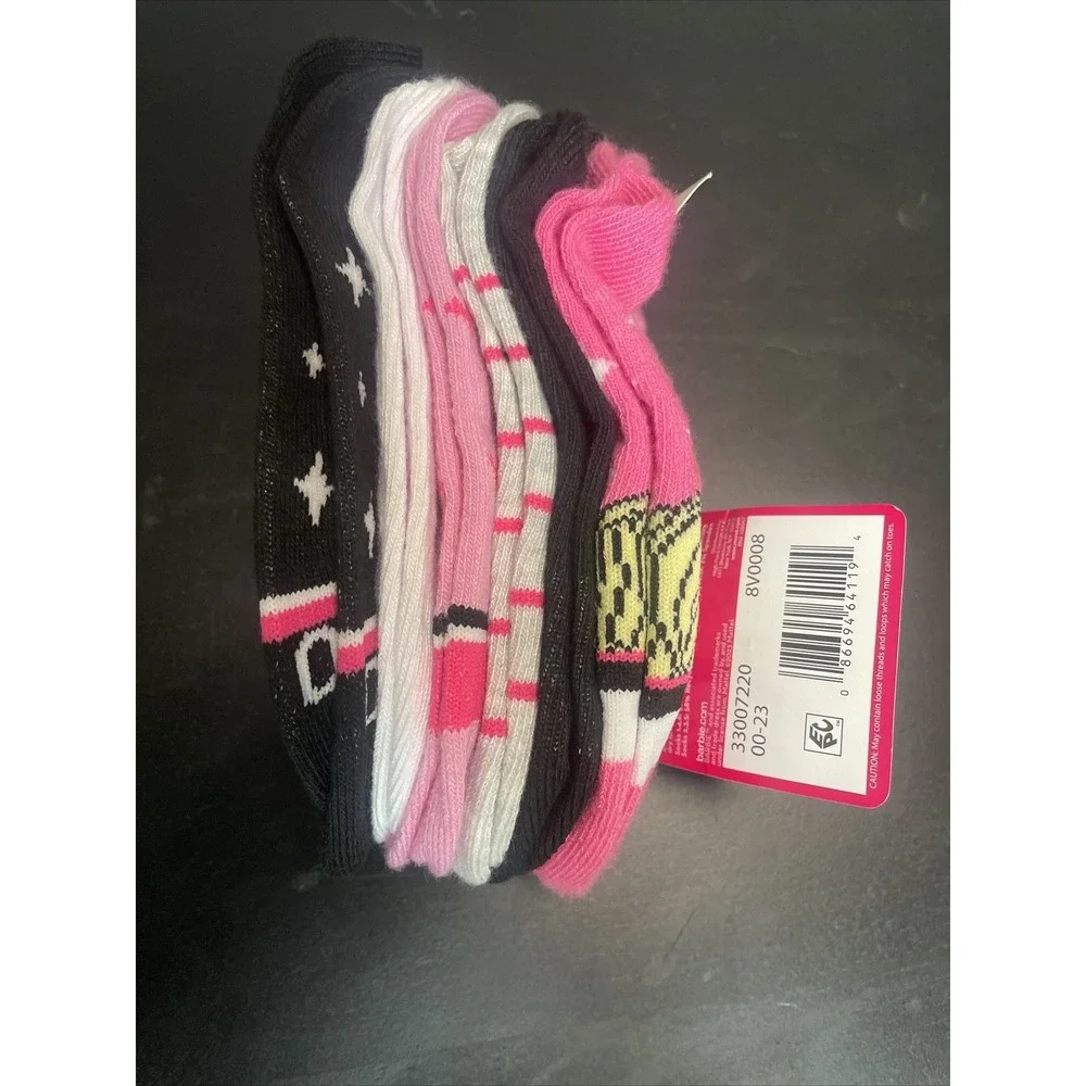 Official Barbie Merch Kids No Show Socks Size S 6-10 1/2 Glitter 6 Pairs Pink